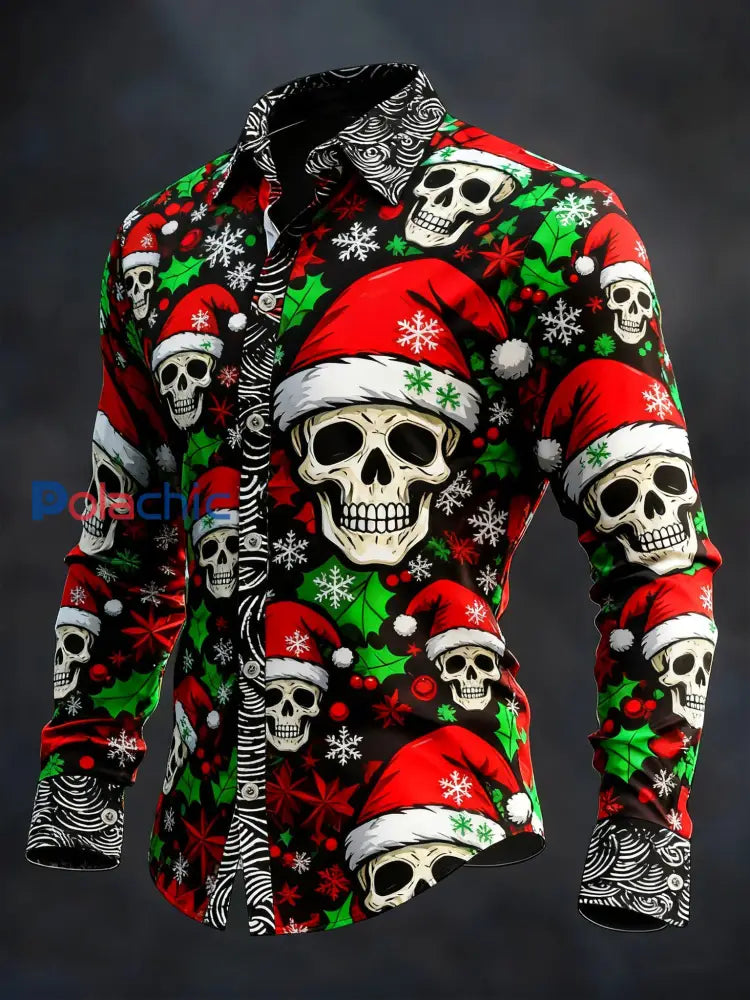 Chemise à manches longues vintage Christmas Skull Homme comme image / S