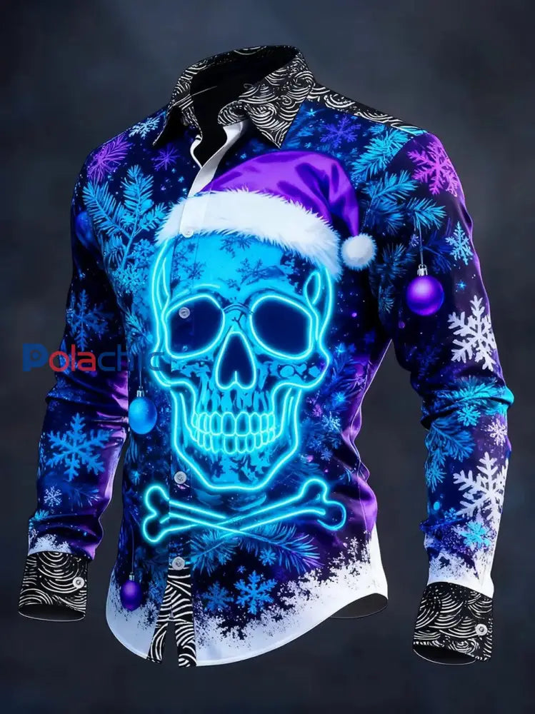 Chemise à manches longues vintage Christmas Skull Homme comme image / S