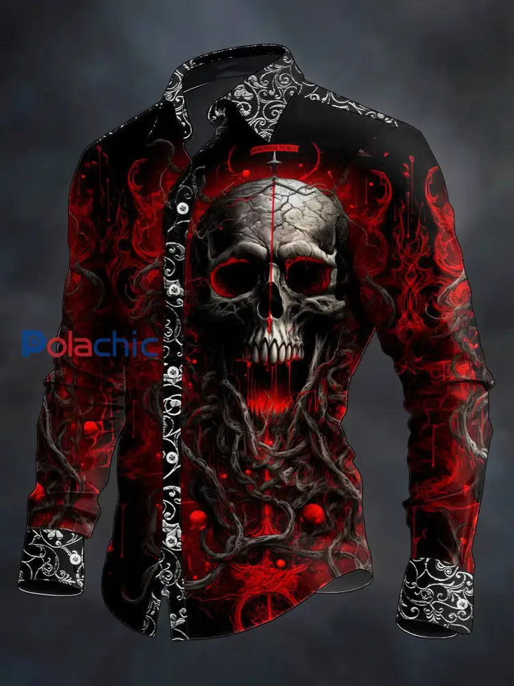 Chemise à manches longues vintage Christmas Skull Homme comme image / S