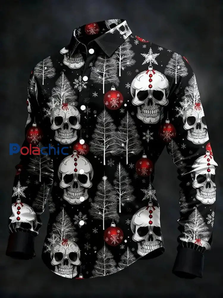 Chemise à manches longues vintage Christmas Skull Homme comme image / S