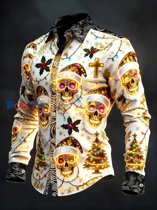 Chemise à manches longues vintage Christmas Skull Homme comme image / S