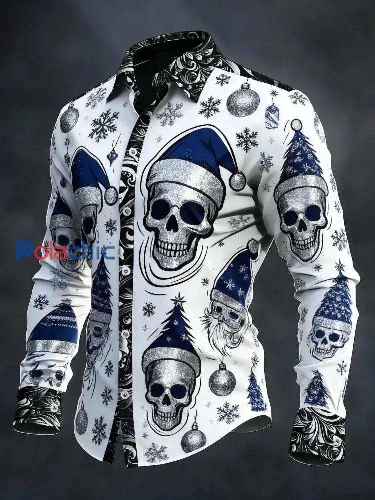 Chemise à manches longues vintage Christmas Skull Homme comme image / S