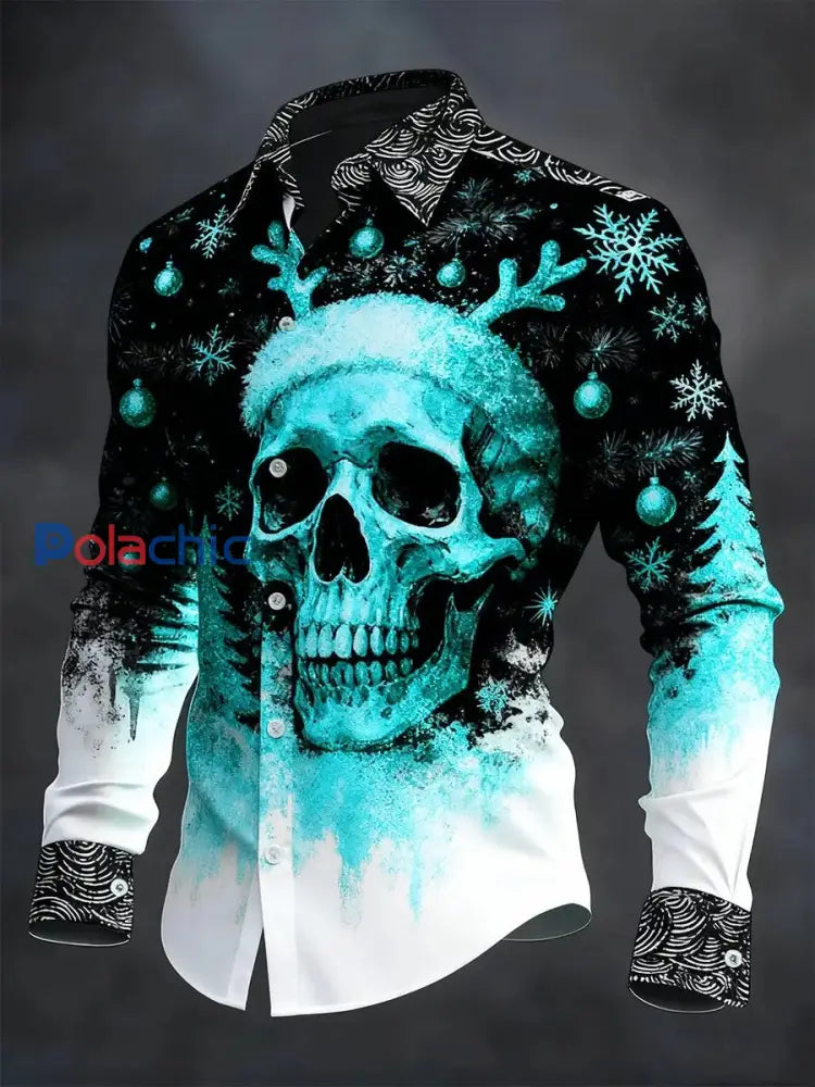 Chemise à manches longues vintage Christmas Skull Homme comme image / S