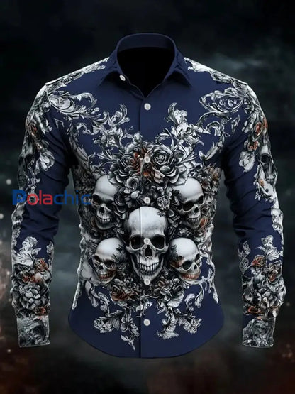 Chemise à manches longues Vintage Skull Homme Bleu Marine / S