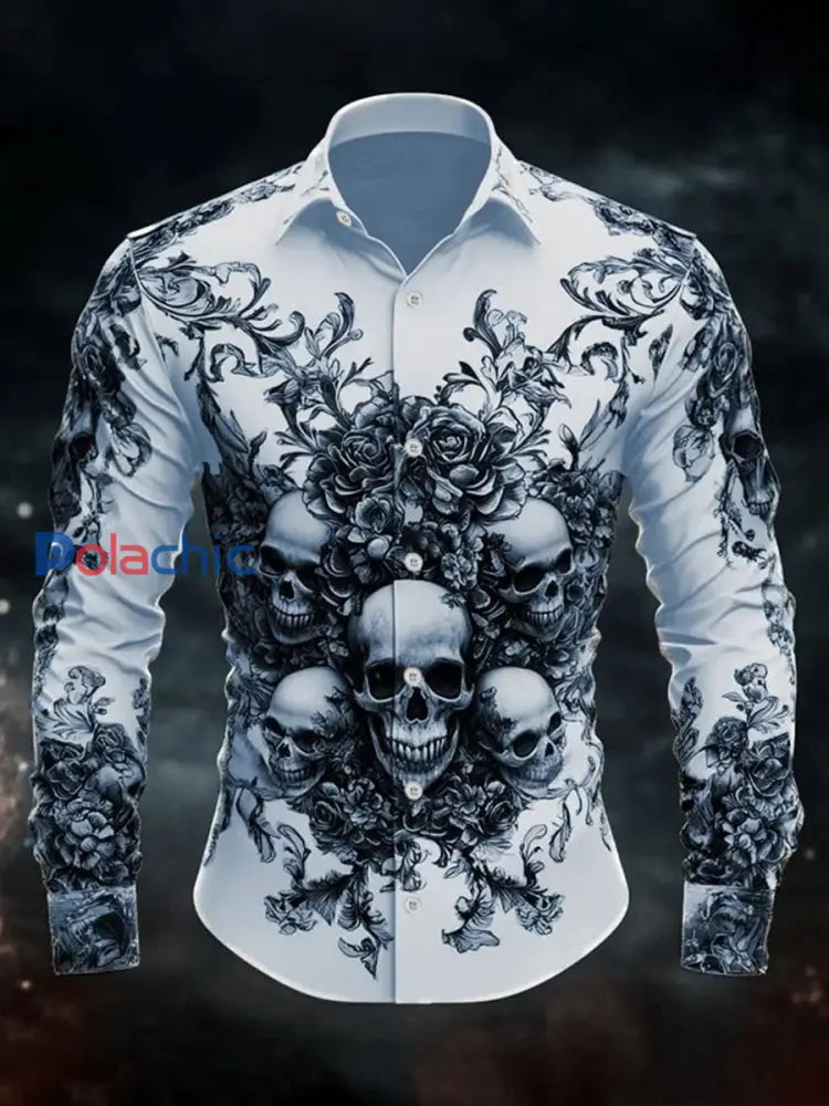 Chemise à manches longues Vintage Skull Homme Bleu / S