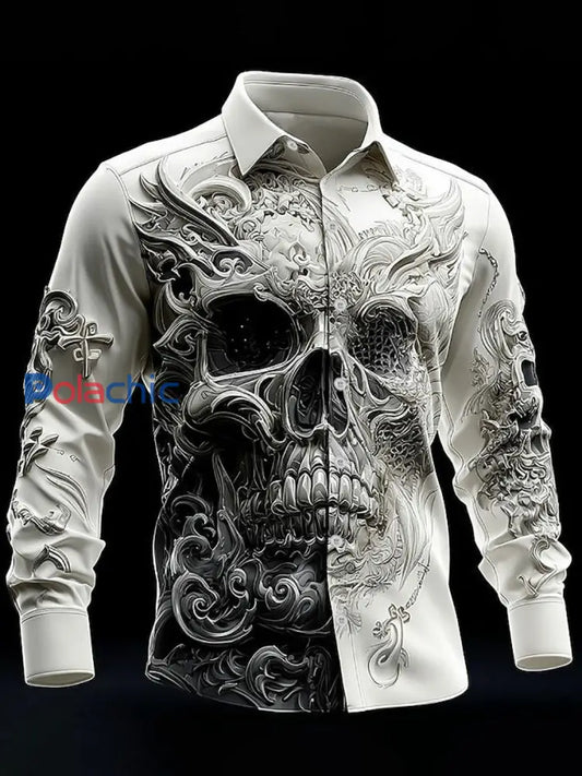 Chemise à manches longues Vintage Skull Homme comme image / S