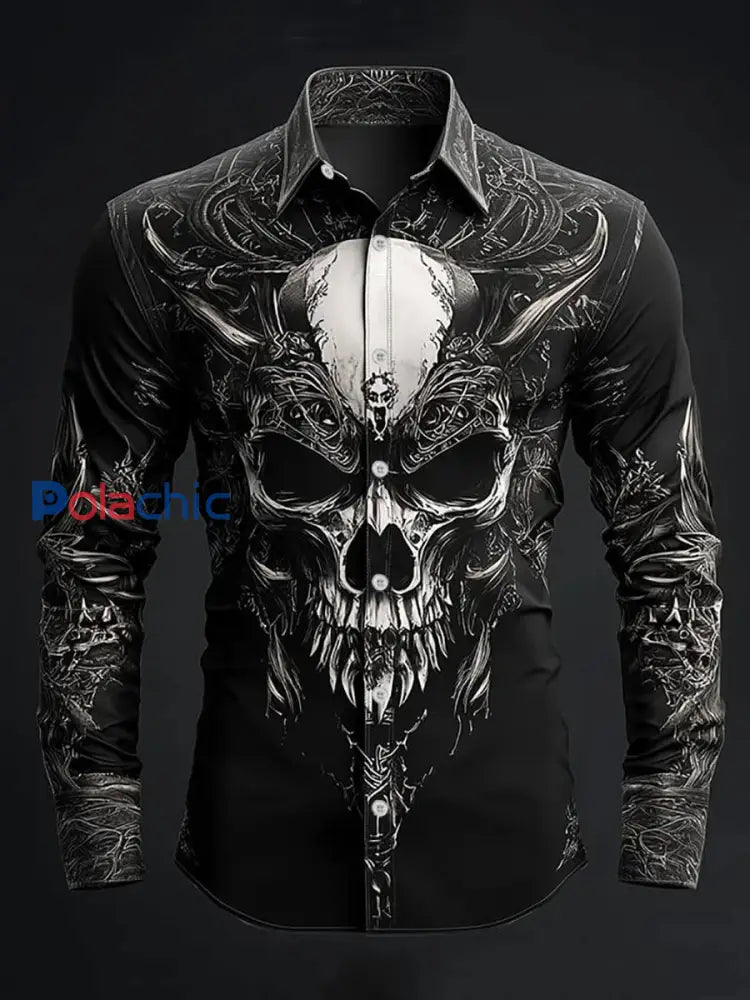 Chemise à manches longues Vintage Skull Homme Noir / S