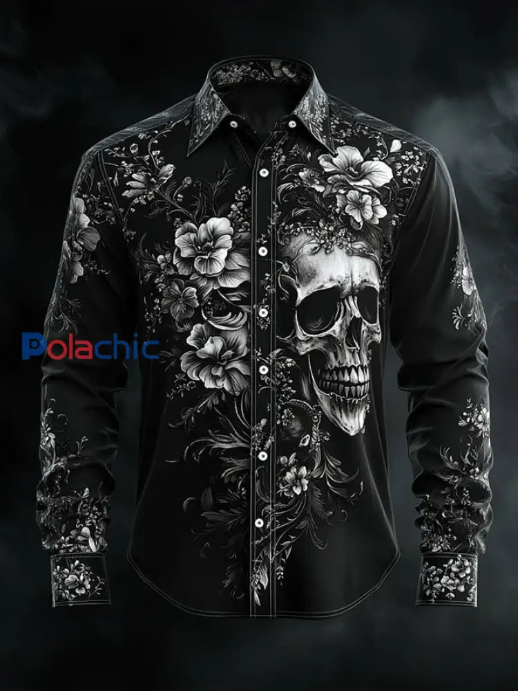 Chemise à manches longues Vintage Skull Homme Noir / S