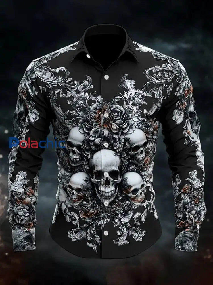 Chemise à manches longues Vintage Skull Homme Noir / S