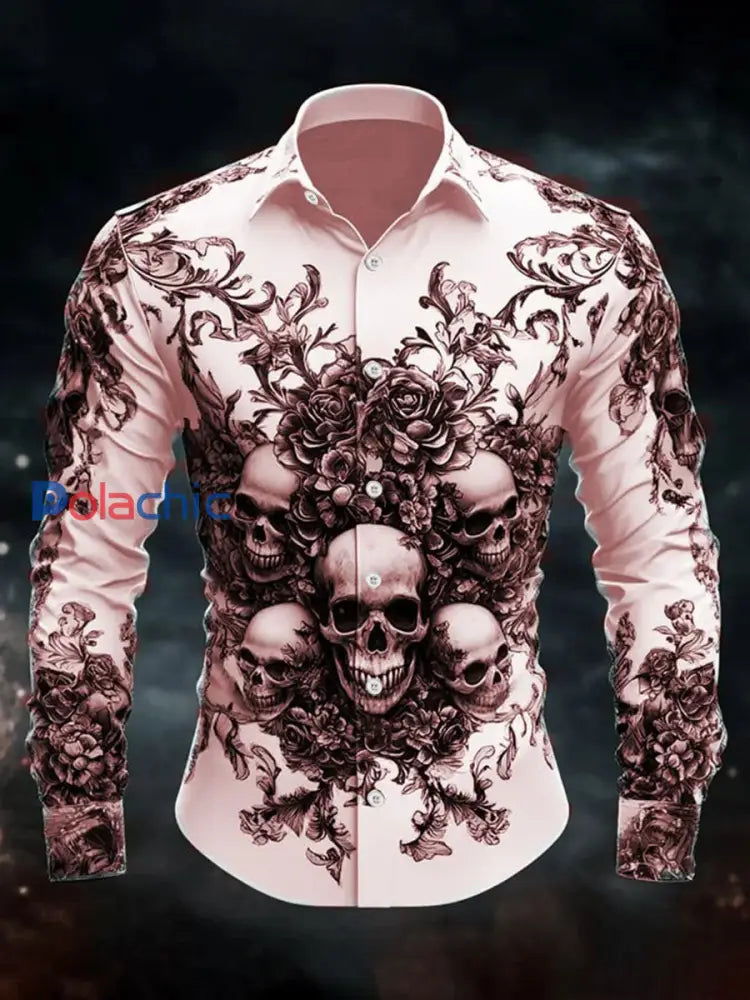 Chemise à manches longues Vintage Skull Homme Rose / S