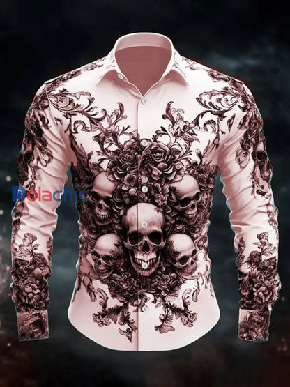 Chemise à manches longues Vintage Skull Homme Rose / S