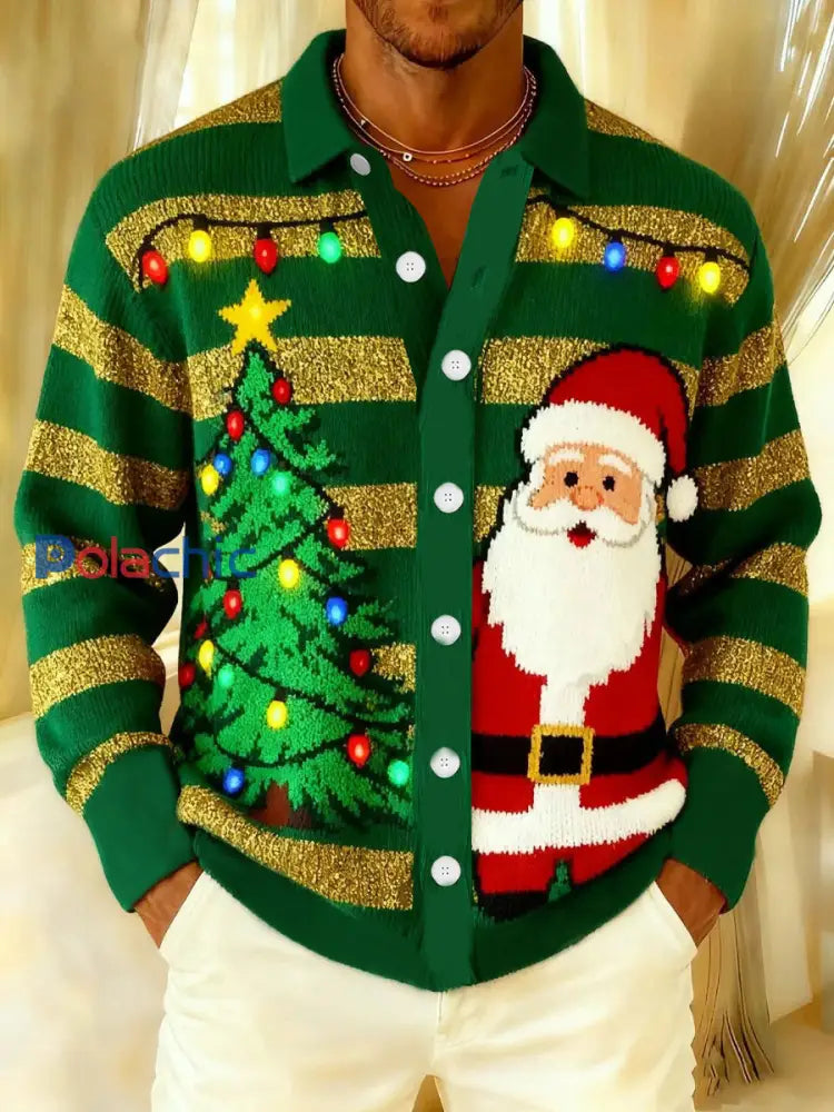 Chemise boutonnée Père Noël pour homme Vert / S