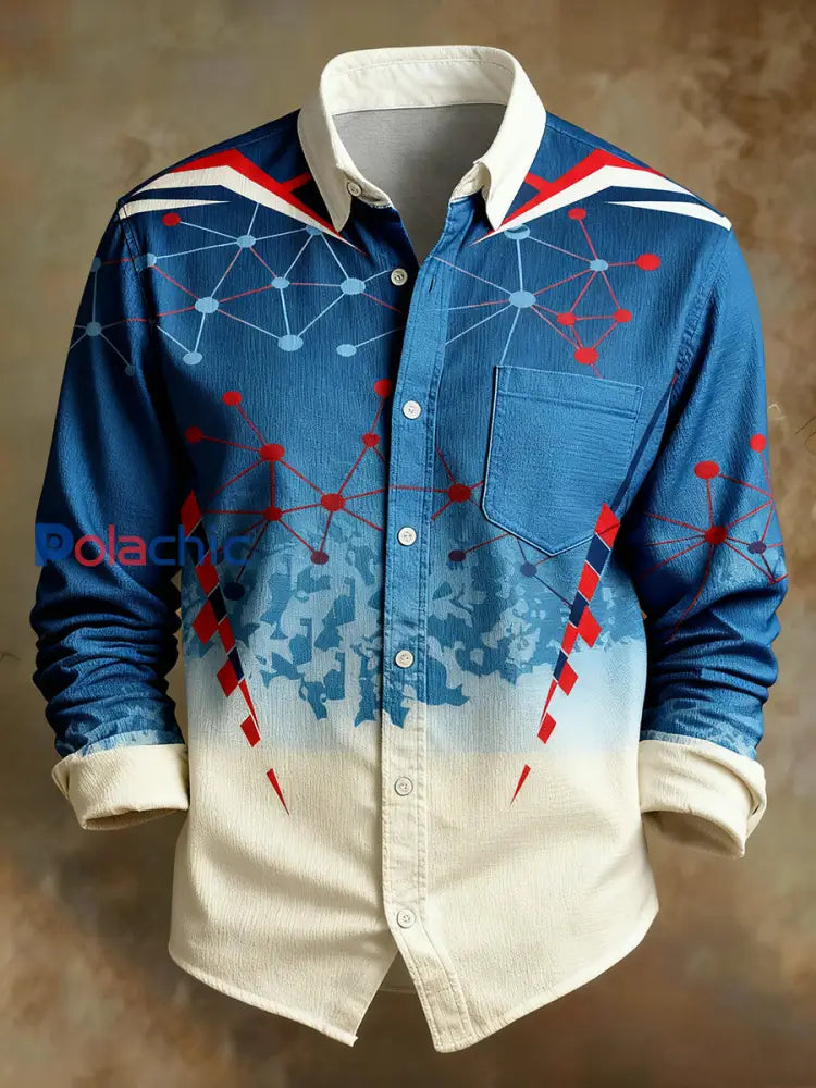 Chemise confortable de style d’affaires d’impression d’art abstrait rétro des hommes A / S