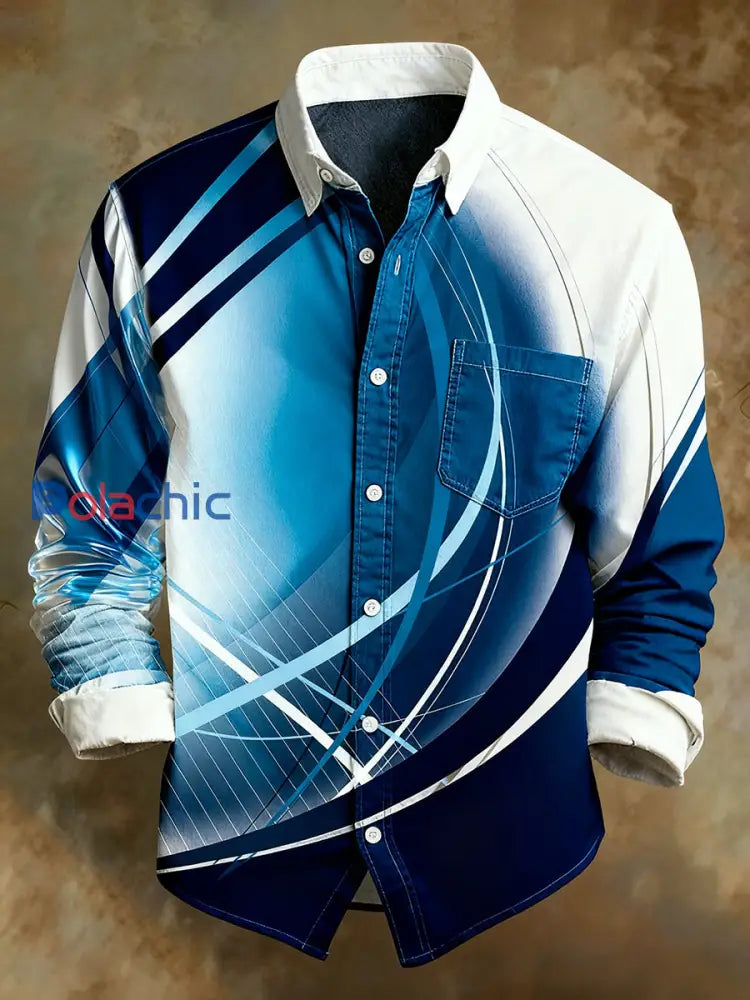 Chemise confortable de style d’affaires d’impression d’art abstrait rétro des hommes A / S