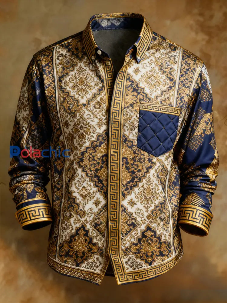 Chemise confortable de style d’affaires d’impression d’art abstrait rétro des hommes A / S