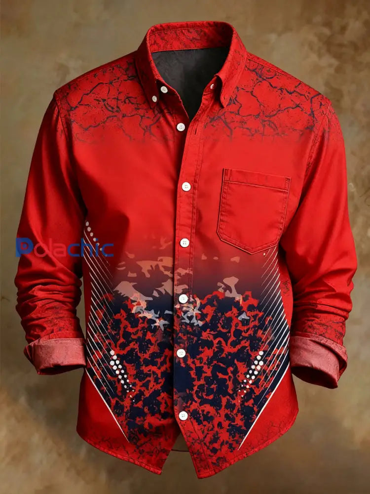 Chemise confortable de style d’affaires d’impression d’art abstrait rétro des hommes A / S