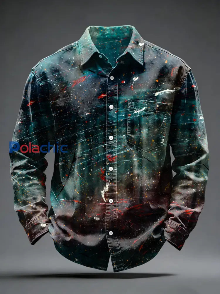 Chemise décontractée à la mode Art Print pour hommes Multicolore / S