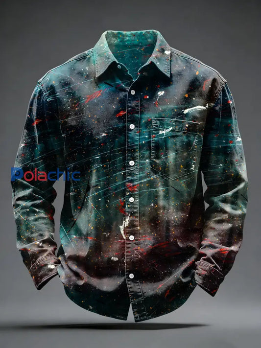 Chemise décontractée à la mode Art Print pour hommes Multicolore / S