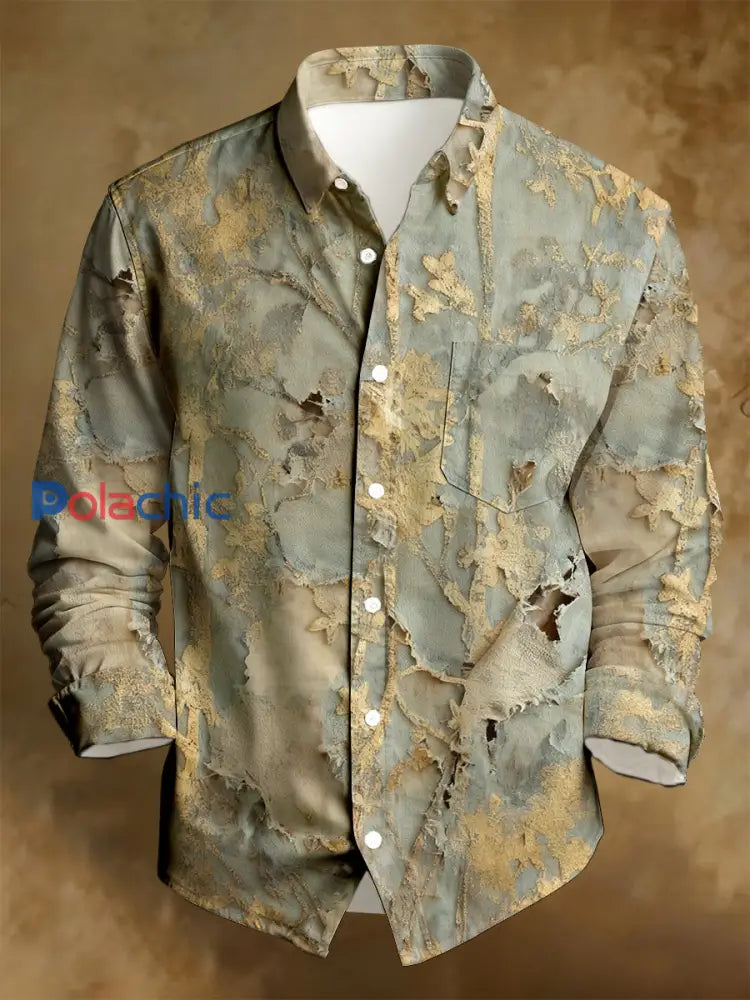 Chemise décontractée à manches longues pour hommes Business Style Art Print A / S