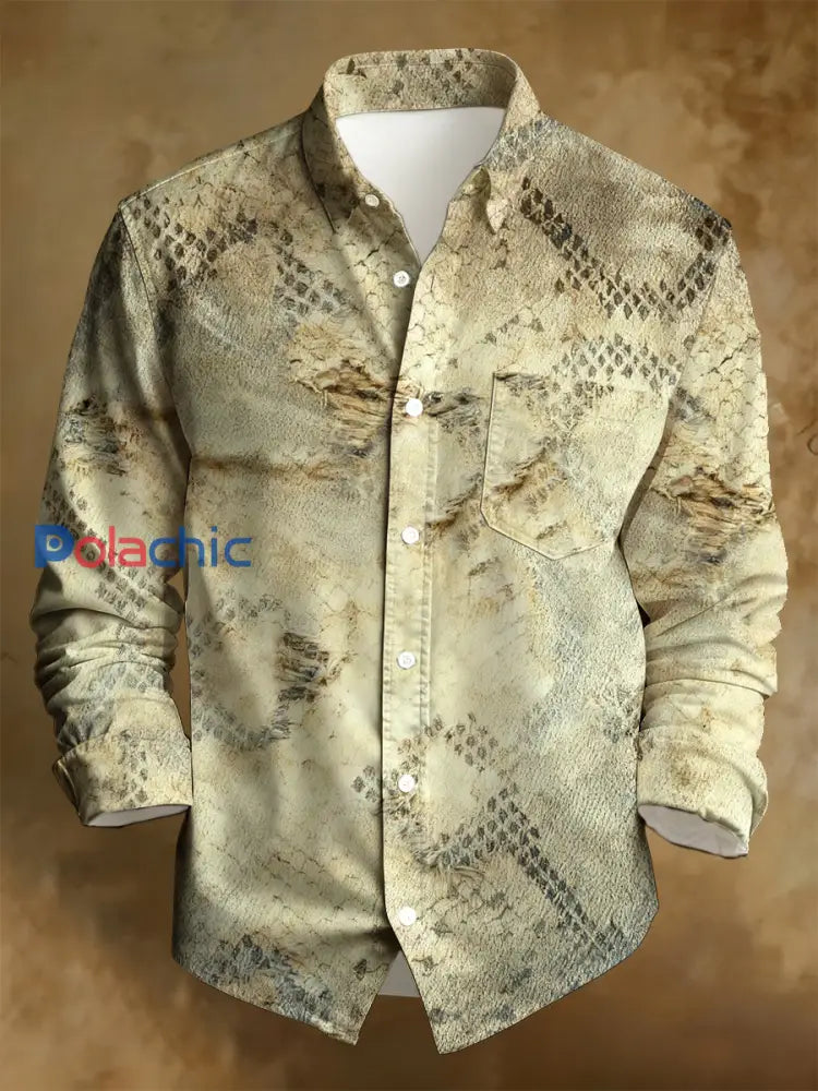 Chemise décontractée à manches longues pour hommes Business Style Art Print A / S