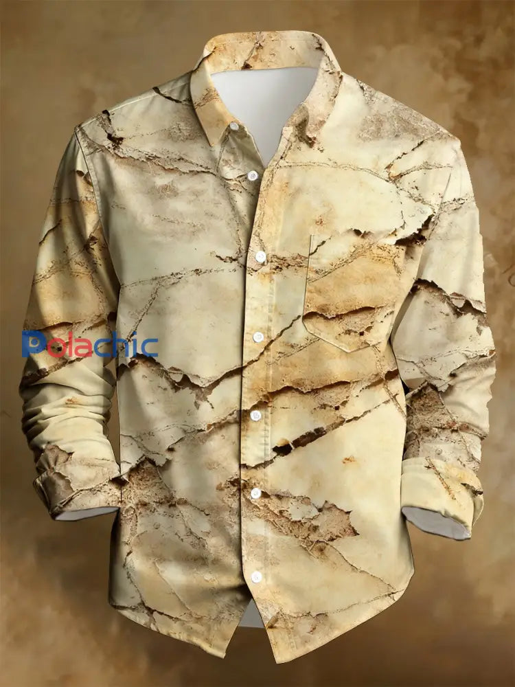 Chemise décontractée à manches longues pour hommes Business Style Art Print A / S