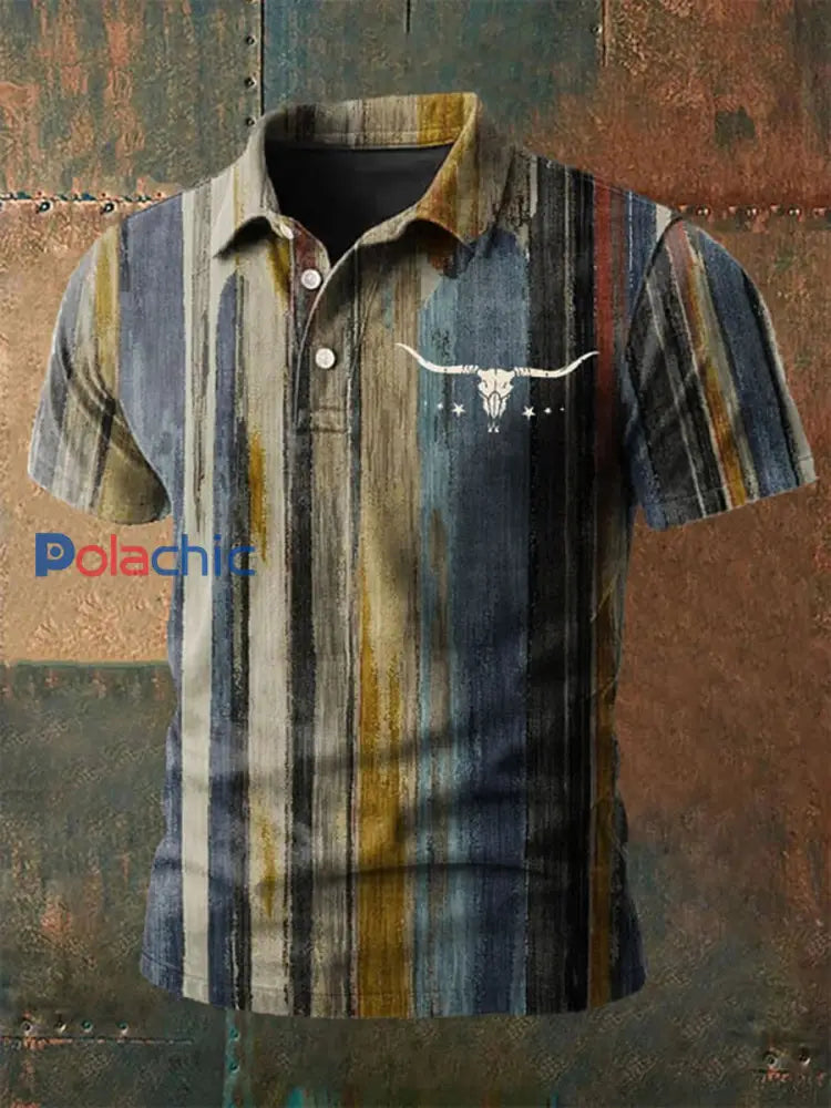 Chemise décontractée imprimée de style occidental pour hommes comme image / S