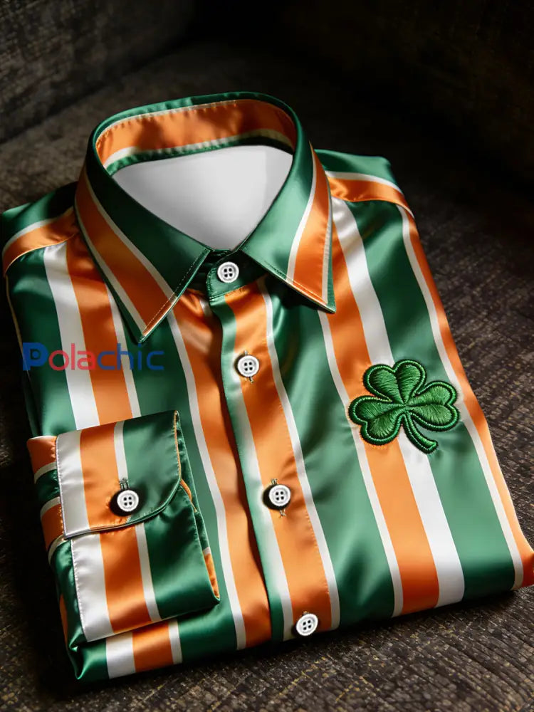 Chemise décontractée imprimée Saint-Patrick pour hommes comme image / S