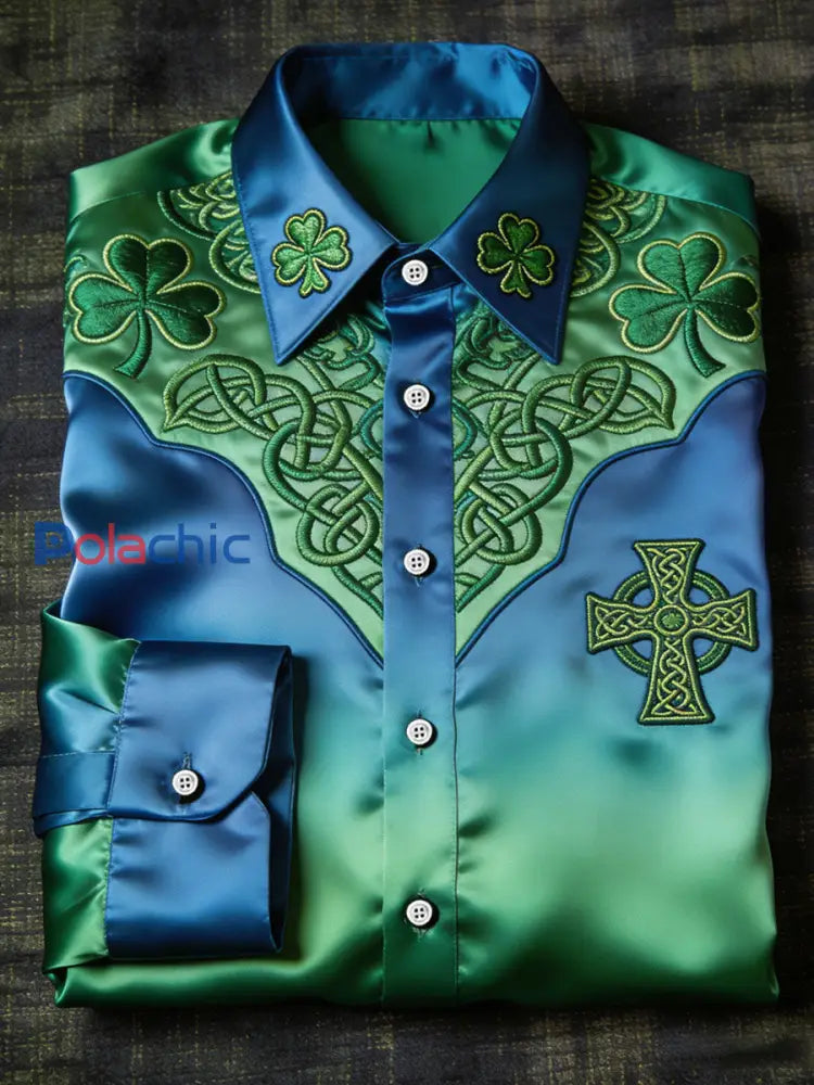 Chemise décontractée imprimée Saint-Patrick pour hommes Vert / S