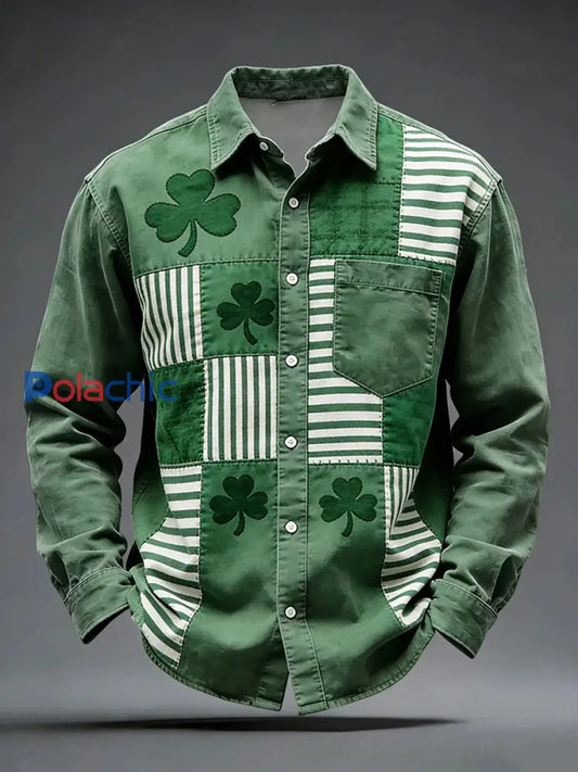Chemise décontractée imprimée Saint-Patrick pour hommes Vert / S