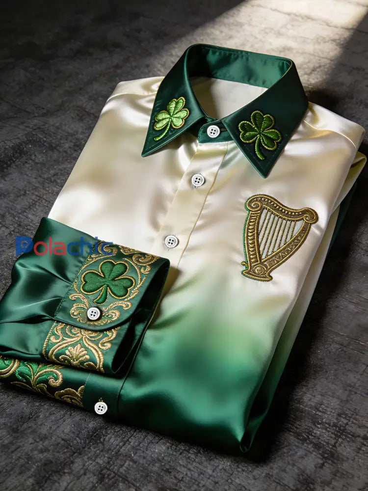Chemise décontractée imprimée Saint-Patrick pour hommes Vert / S