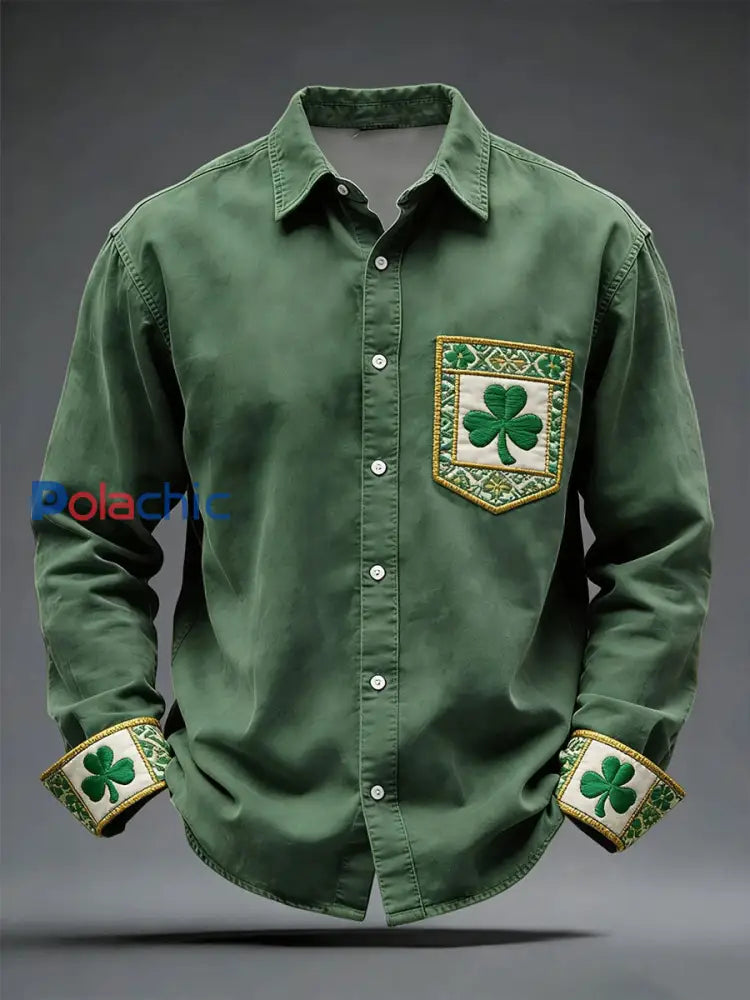 Chemise décontractée imprimée Saint-Patrick pour hommes Vert / S