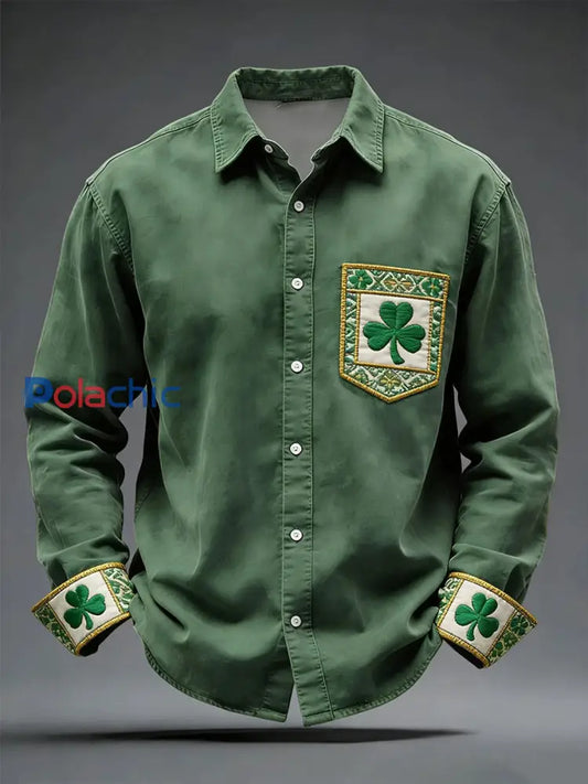 Chemise décontractée imprimée Saint-Patrick pour hommes Vert / S