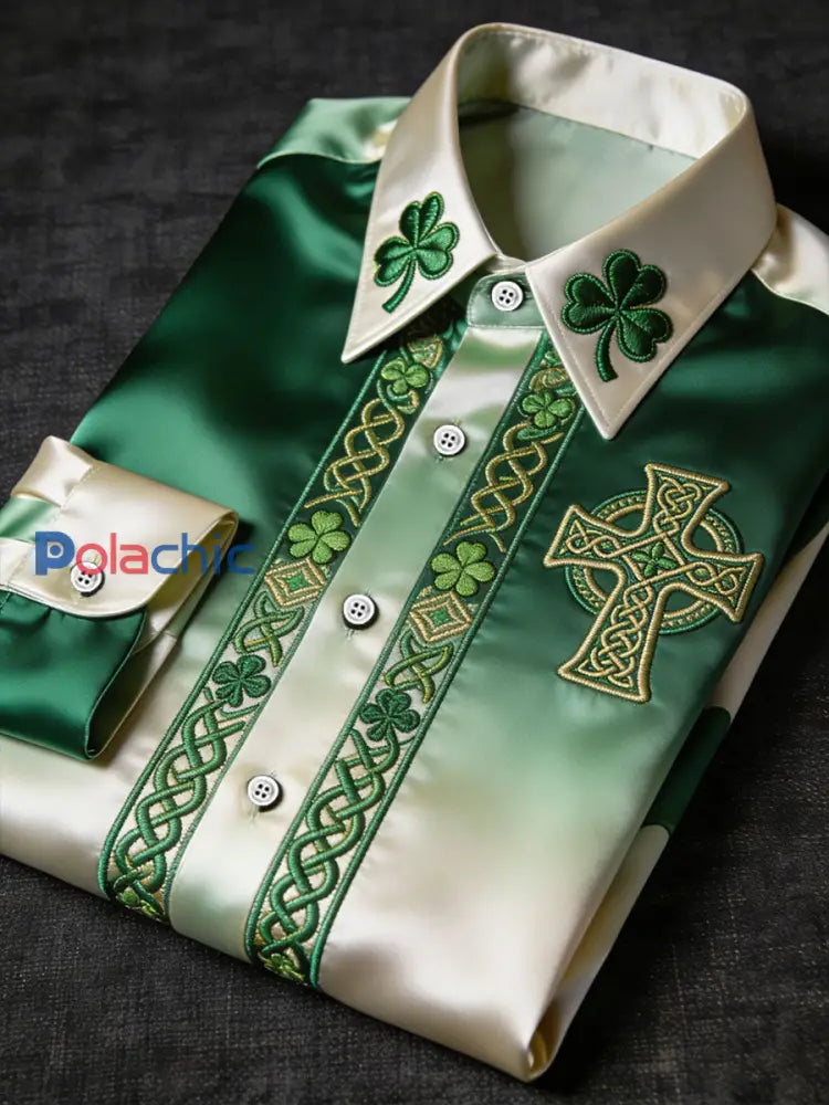 Chemise décontractée imprimée Saint-Patrick pour hommes Vert / S