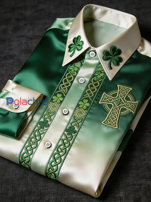 Chemise décontractée imprimée Saint-Patrick pour hommes Vert / S