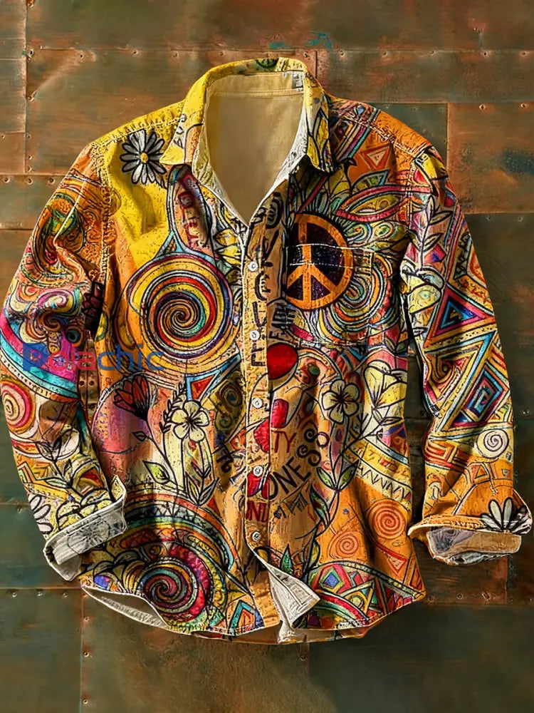 Chemise décontractée imprimée style hippie vintage pour homme A / S