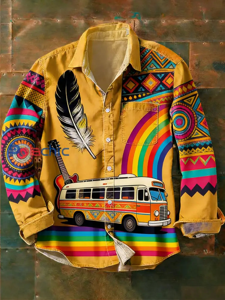 Chemise décontractée imprimée style hippie vintage pour homme A / S