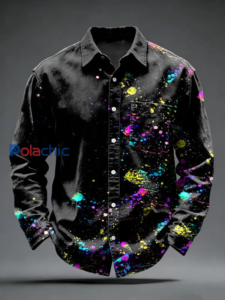 Chemise décontractée noire à imprimé graffiti pour homme Noir / S