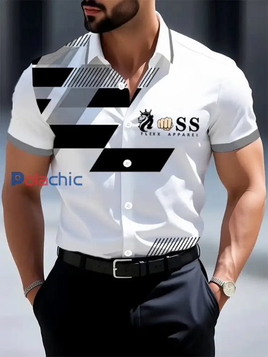 Chemise décontractée Vintage Lettering pour hommes Blanc / S