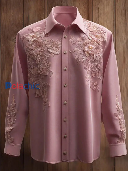 Chemise Femme Rose Imprimé Art À Manches Longues Rose / S