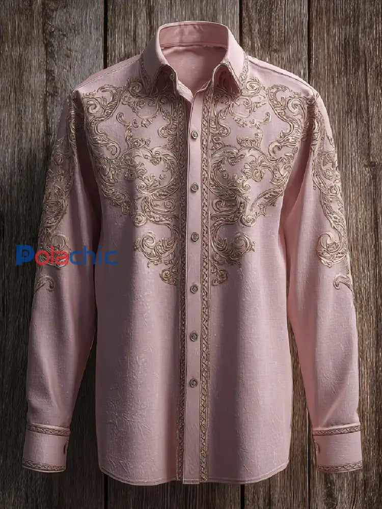 Chemise Femme Rose Imprimé Art À Manches Longues Rose / S