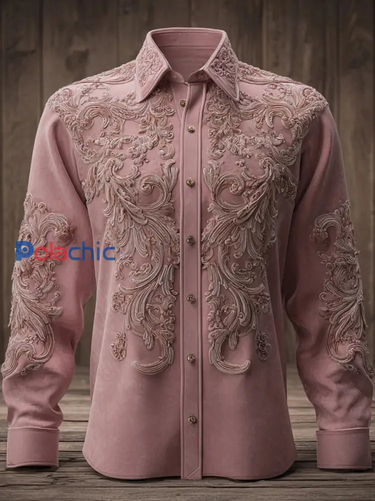 Chemise Femme Rose Imprimé Art À Manches Longues Rose / S