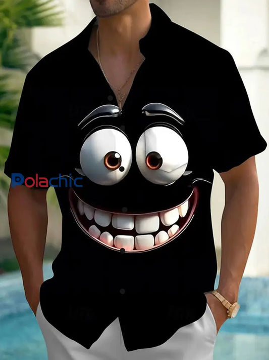 Chemise Funny Big Eyes Expression Print Homme Noir / S