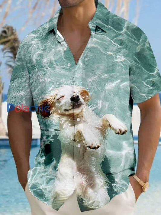 Chemise hawaïenne à manches courtes pour hommes Funny Dog Summer comme image / S