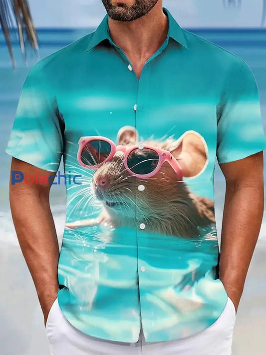 Chemise hawaïenne d’été à manches courtes Capybara Funny Animal pour hommes comme image / S