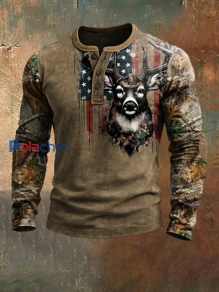 Chemise Henley Retro Western Moose Color Block Homme A / S