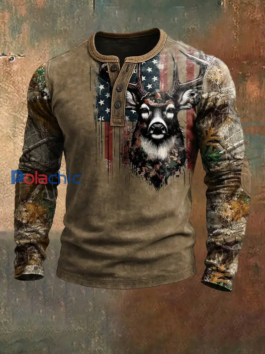 Chemise Henley Retro Western Moose Color Block Homme A / S