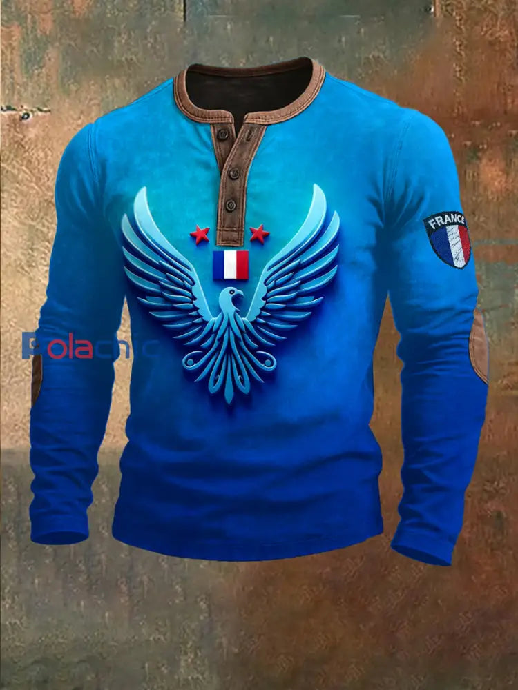 Chemise Homme À Manches Longues Dégradé Bleu Français Bleu / S