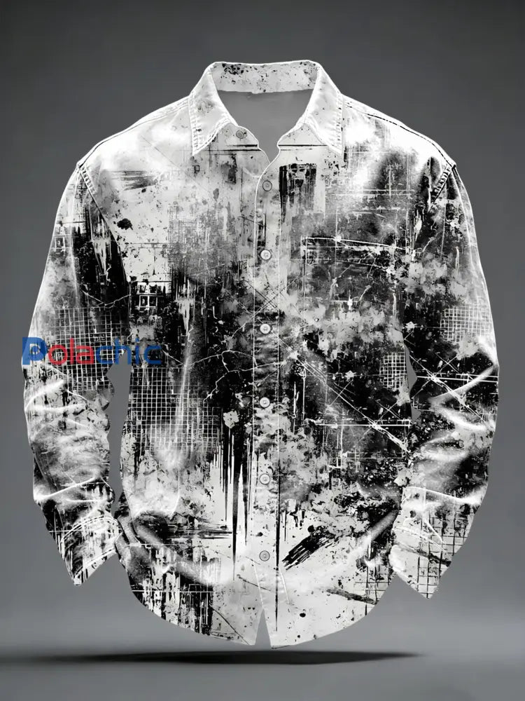 Chemise Homme Élégante Noir-Blanc Industrial Art Multicolore / S
