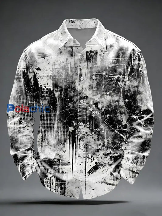 Chemise Homme Élégante Noir-Blanc Industrial Art Multicolore / S