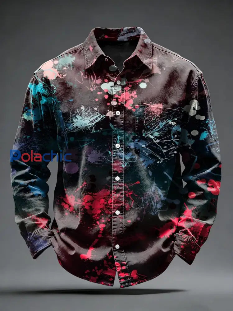 Chemise Homme Graffiti Art Print Rouge-Brun Rouge-Brun / S